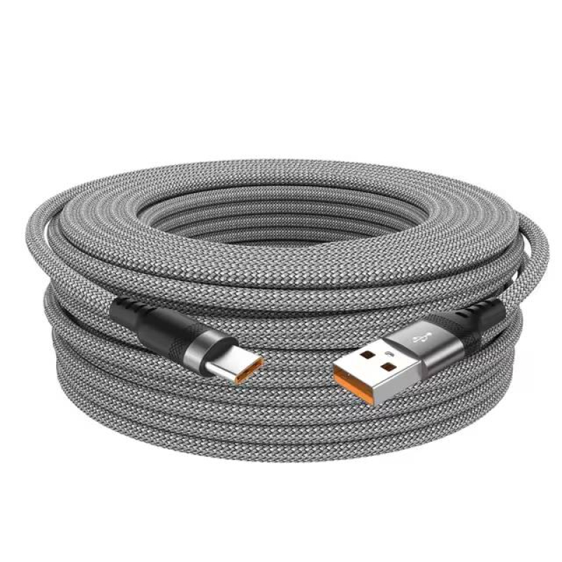 Câble tressée gris USB vers USB-C 5 mètres