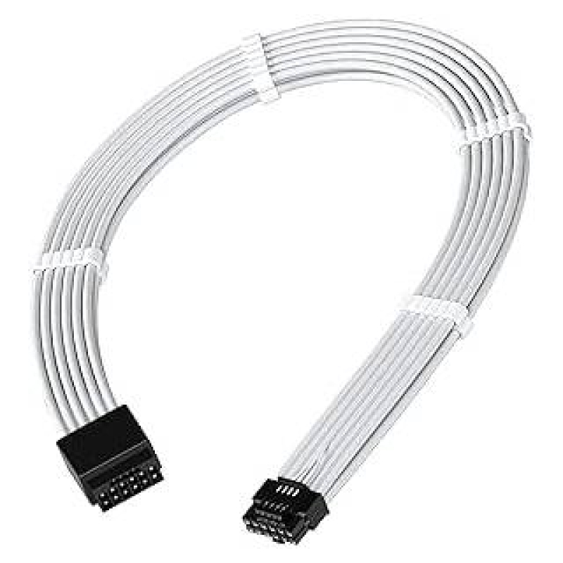 Câble d'extension gainé PCI-E 5.0 12VHPWR 30 cm blanc